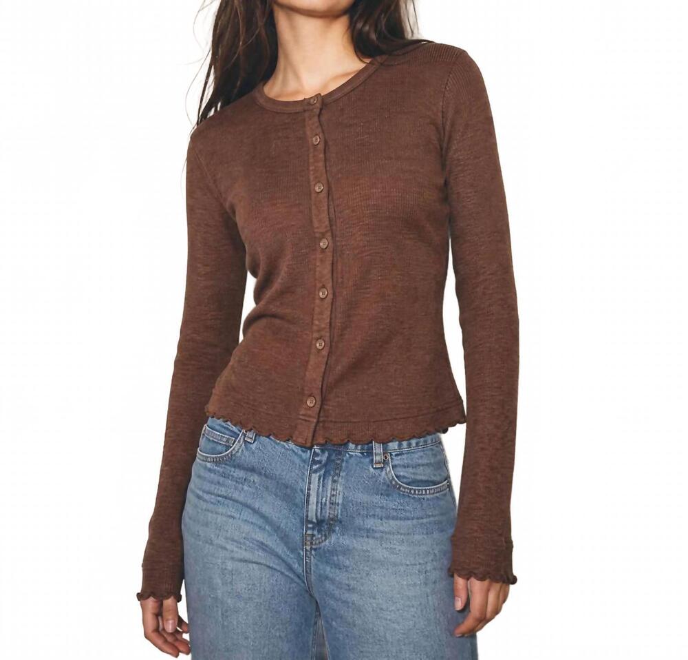 NEW BOBI sabine ribbed cardigan in brown